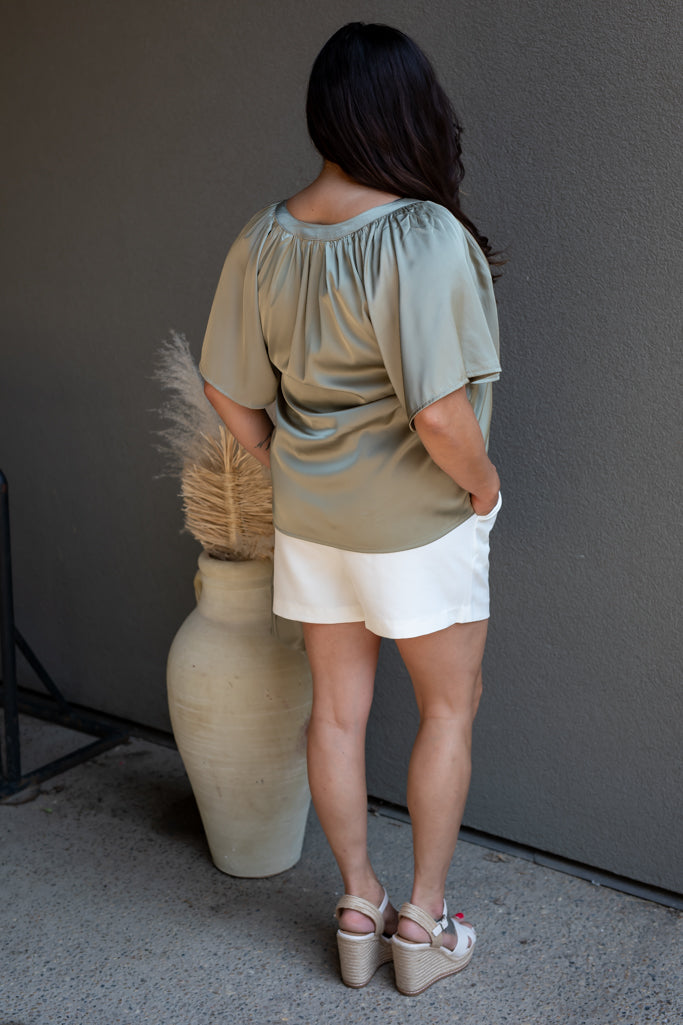 NEW SERINAH SATIN BLOUSE (SAGE)