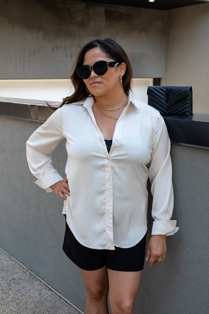 NEW AMY SATIN BLOUSE (OYSTER)