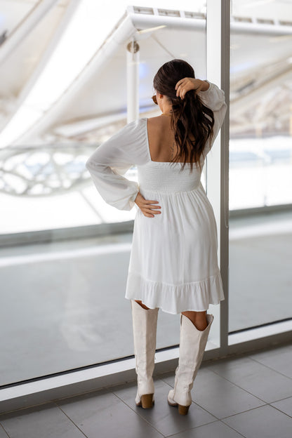 NEW TAYA BABYDOLL MINI DRESS (WHITE) | BEST SELLER