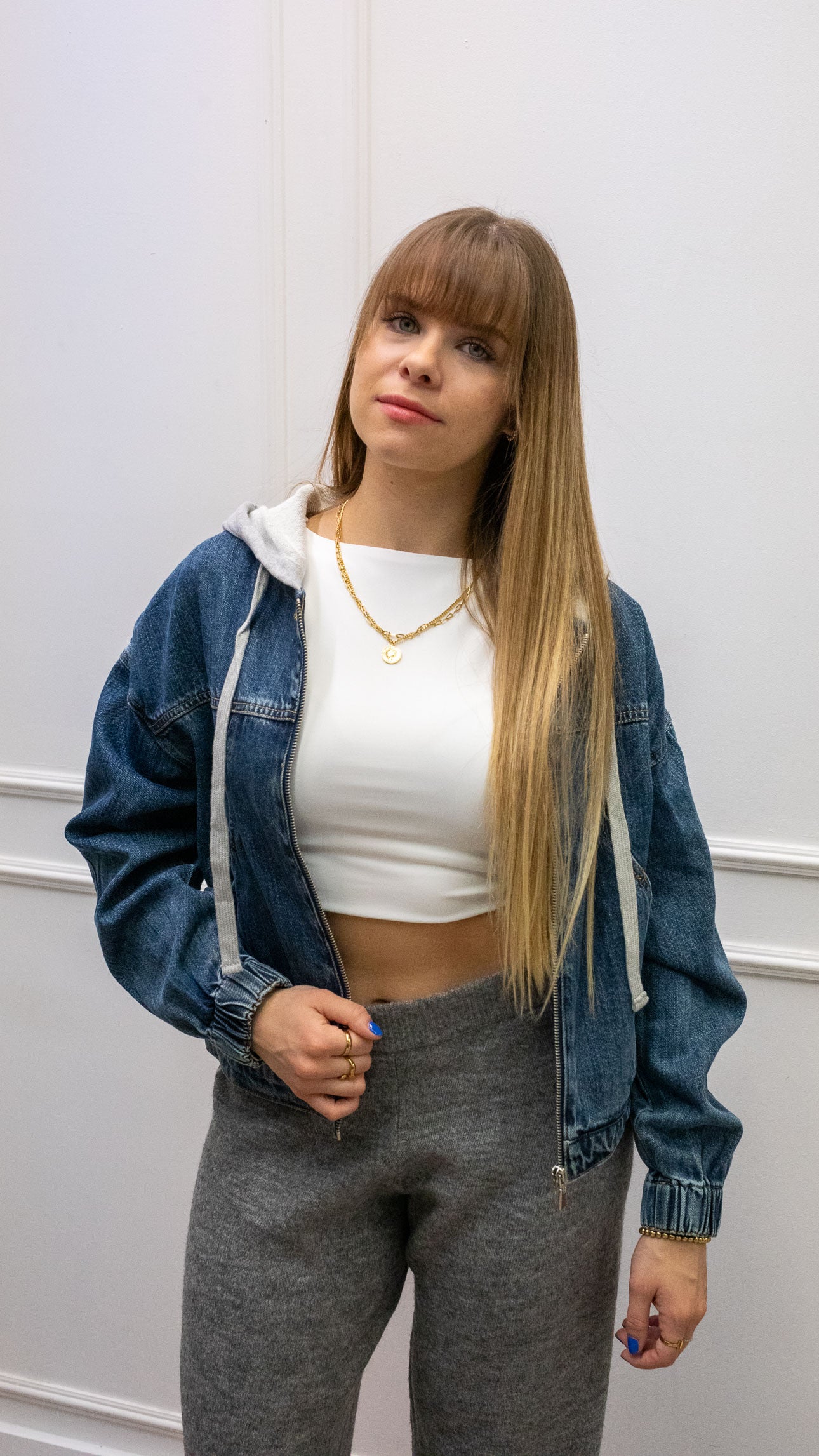 LANABELL DENIM HOODED JACKET