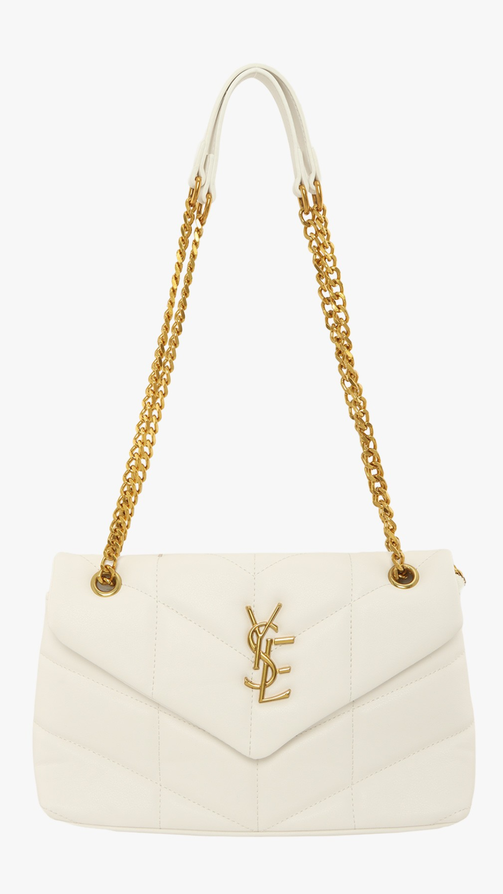 METAL LETTER ENGRAVED PU LEATHER HANDBAG (WHITE)