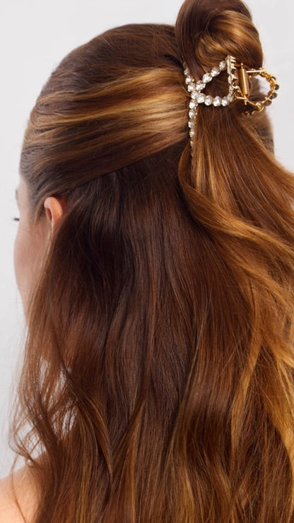 METAL RHINESTONE LOOP CLAW CLIP 1PC - GOLD | KITSCH