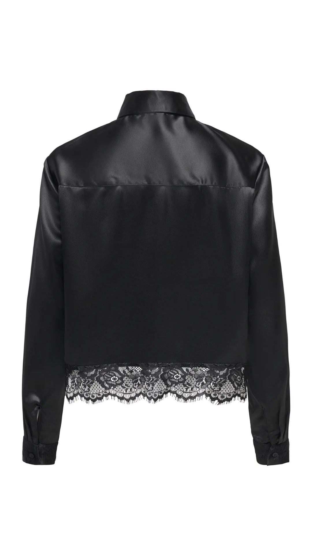 LINDONA SATIN LACE SHIRT (BLACK)