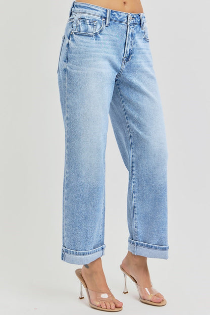 REMI HIGH RISE ANKLE BOYFRIEND TURN UP CUFFED JEANS