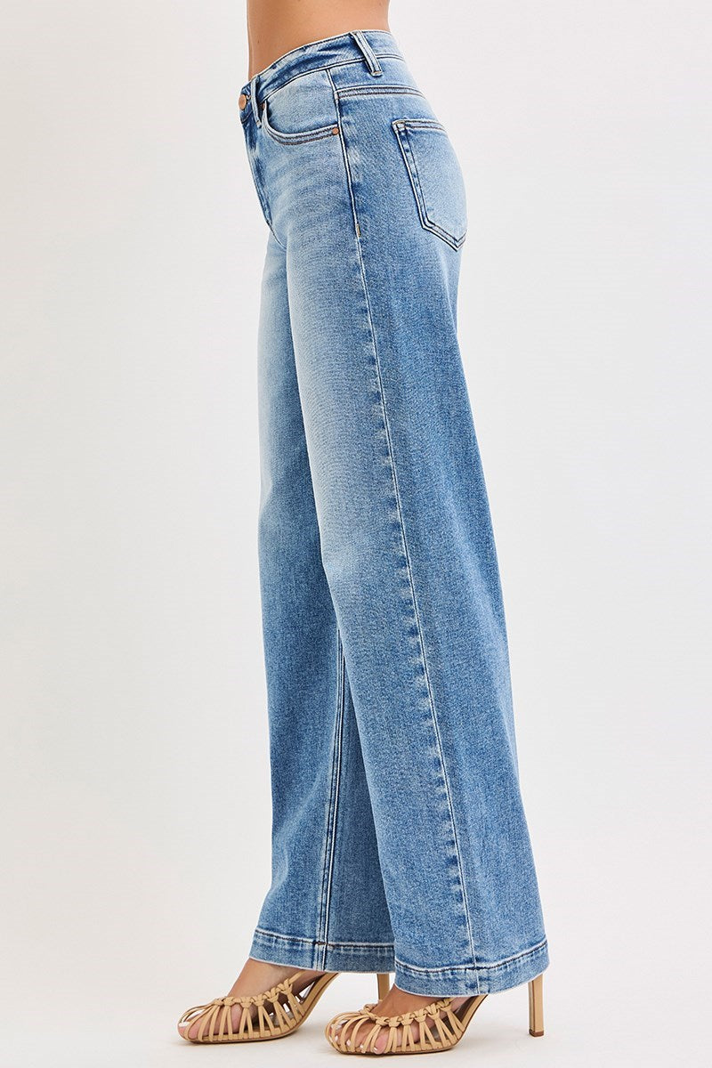 KIMBERLY HIGH RISE WIDE BAGGY JEANS (RISEN)