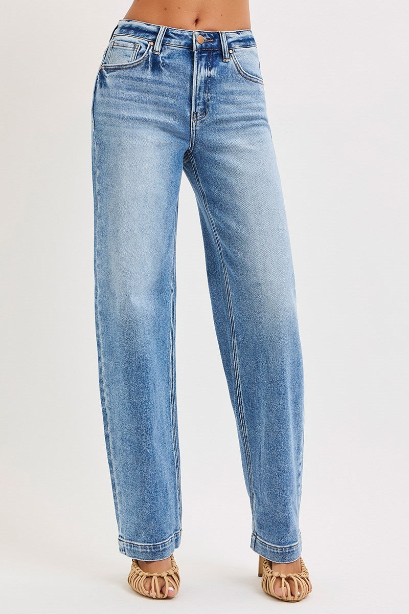 KIMBERLY HIGH RISE WIDE BAGGY JEANS (RISEN)