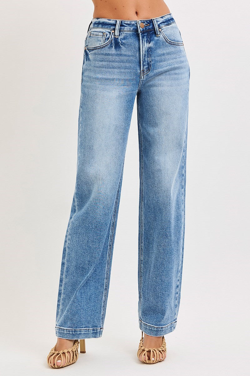 KIMBERLY HIGH RISE WIDE BAGGY JEANS (RISEN)