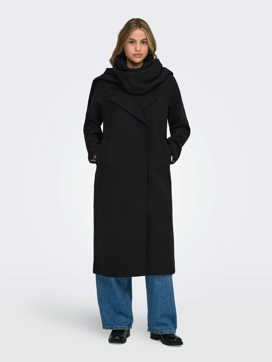 ELBA LIFE SCARF COAT (BLACK) | ONLY