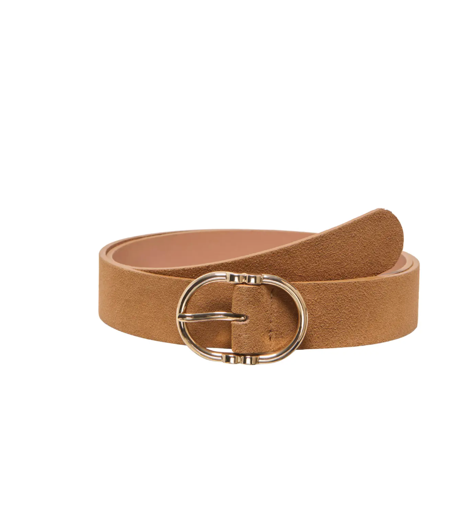 LAURA SUEDE BELT (Cognac + Gold) | ONLY