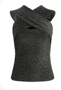 KArebecca Top - Silver black glitter - Metallic