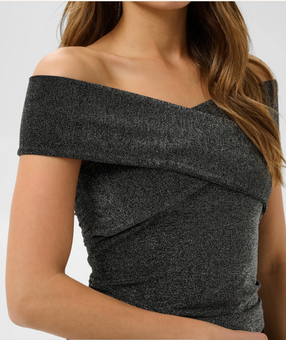 KArebecca Top - Silver black glitter - Metallic