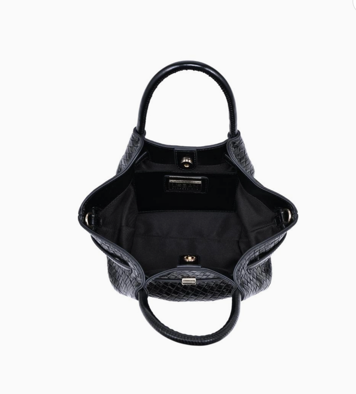 SELENA EMBOSSED WOVEN CROSSBODY (BLACK)