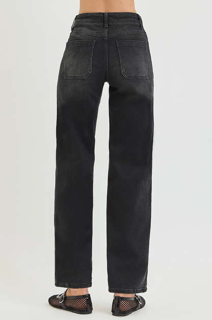 SLOANE HIGH-RISE, WIDE LEG WITH DRAWSTRING | WASHED BLACK | RISEN