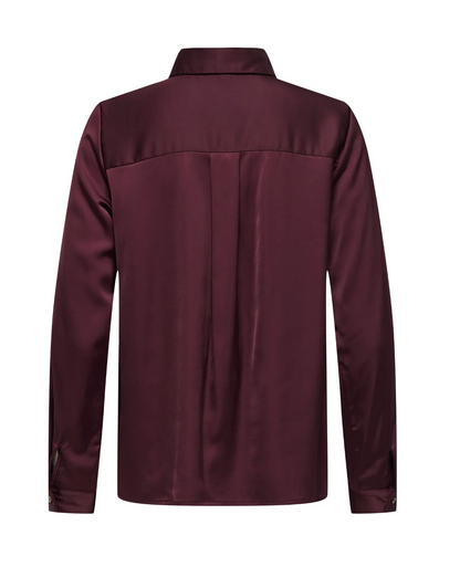 MIKA BUTTON UP SATIN BLOUSE | BROWN (ONLY)