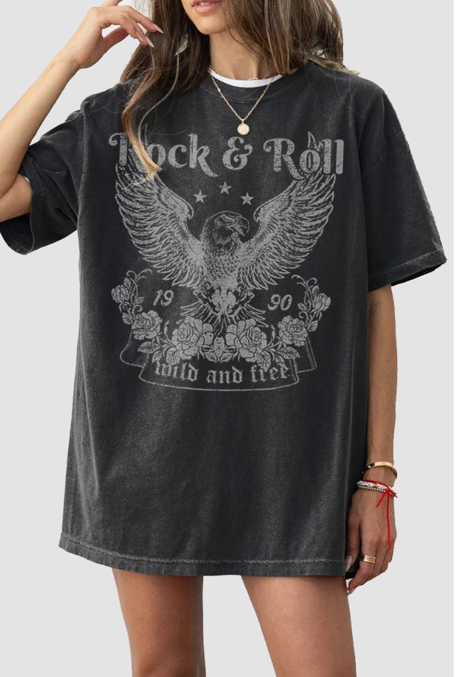 ROCK &amp; ROLL GRAPHIC T-SHIRT BLACK