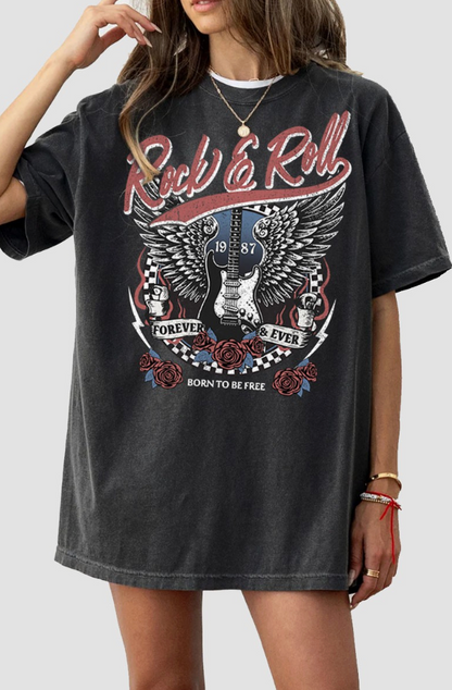 ROCK &amp; ROLL GRAPHIC T-SHIRT (BLACK &amp; RED)
