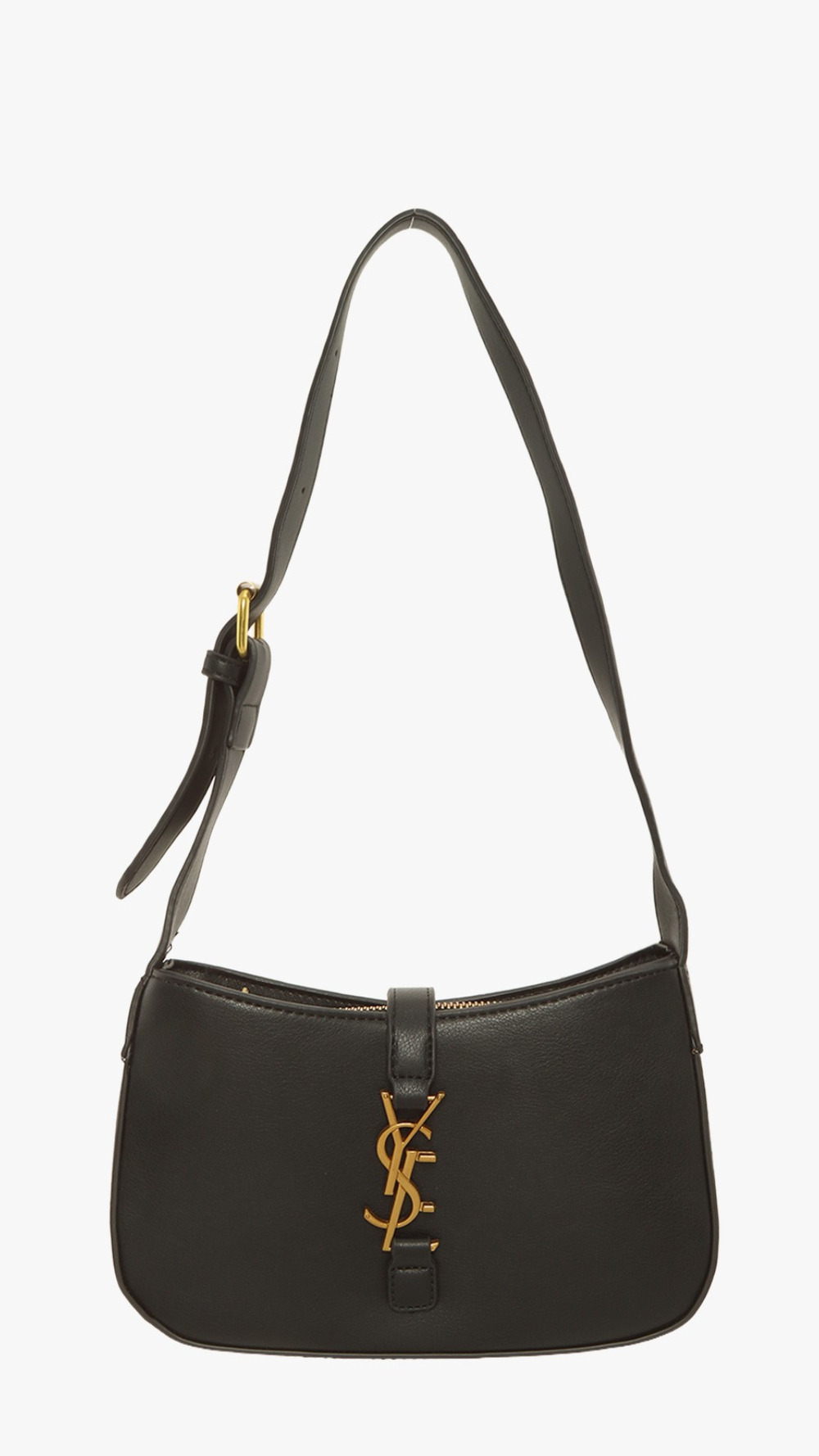 SLEEK MONOGRAM CRESCENT BAG (BLACK)