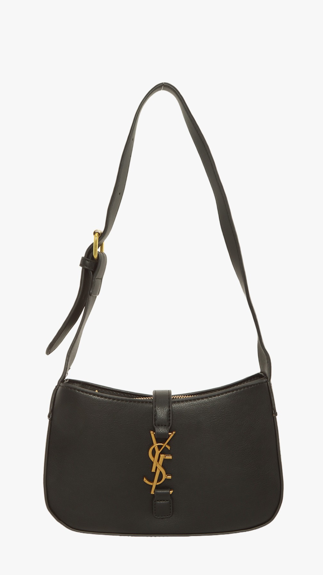 SLEEK MONOGRAM CRESCENT BAG (BLACK)