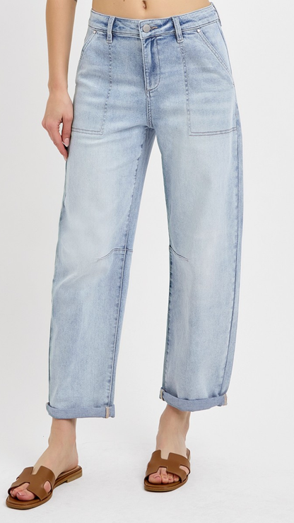 JULIA SLOUCHY BARREL RELAXED PATCH POCKET JEANS