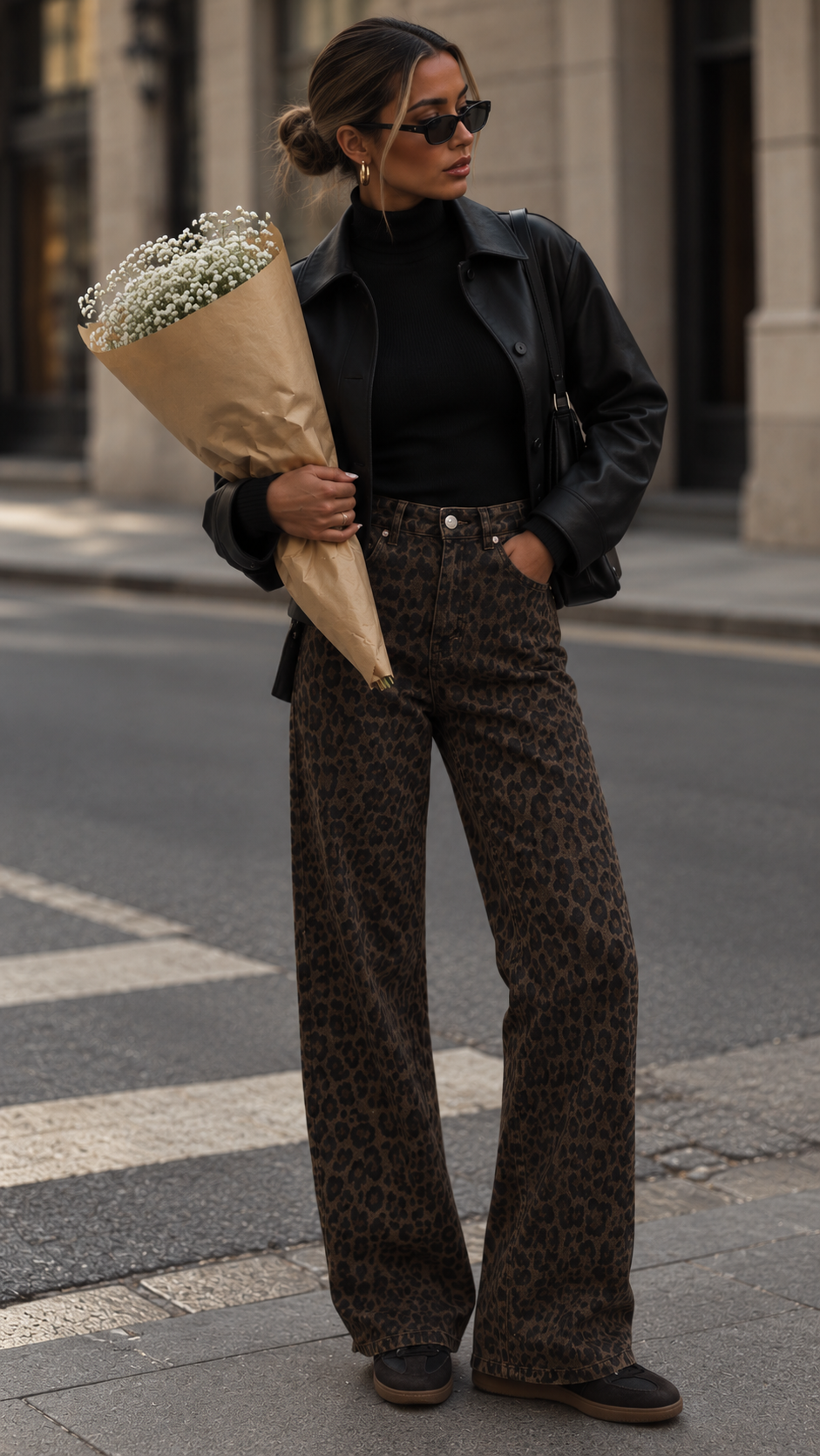 SASHA FIERCELESS BAGGY FIT JEAN (BROWN LEOPARD)