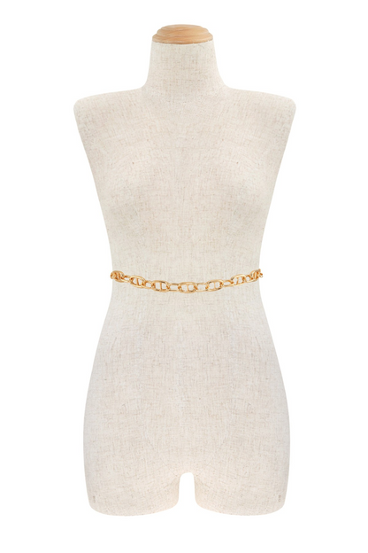 CHUNKY TOGGLE CHAIN LINKED METAL BELT (GOLD)