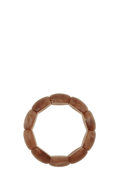CHUNKY RESIN GEOMETRIC ELASTIC BRACELET (BROWN)