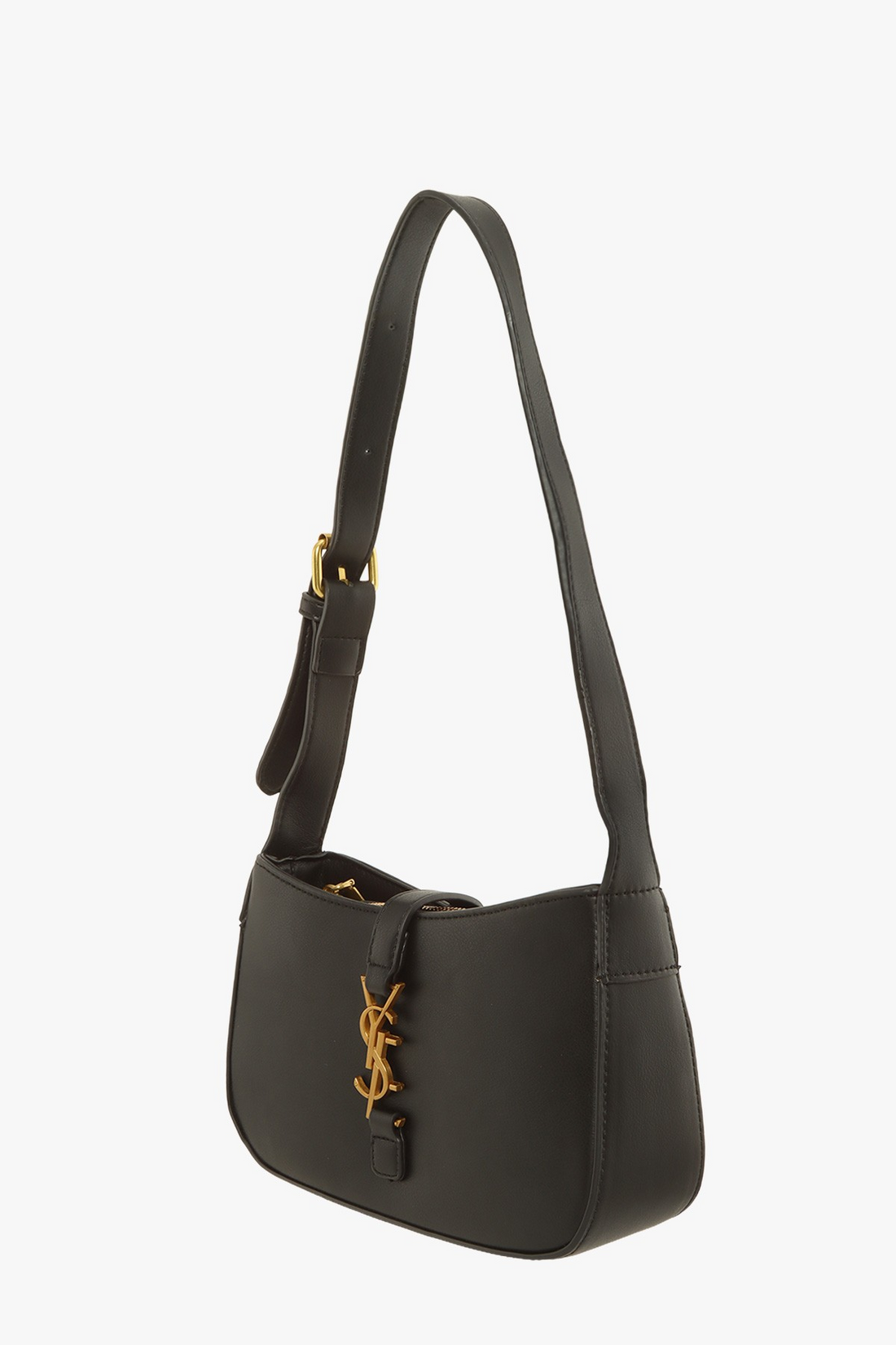 SLEEK MONOGRAM CRESCENT BAG (BLACK)