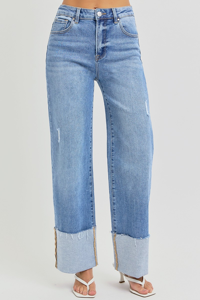 MARGOT HIGH RISE ANKLE WIDE CUFFED JEANS