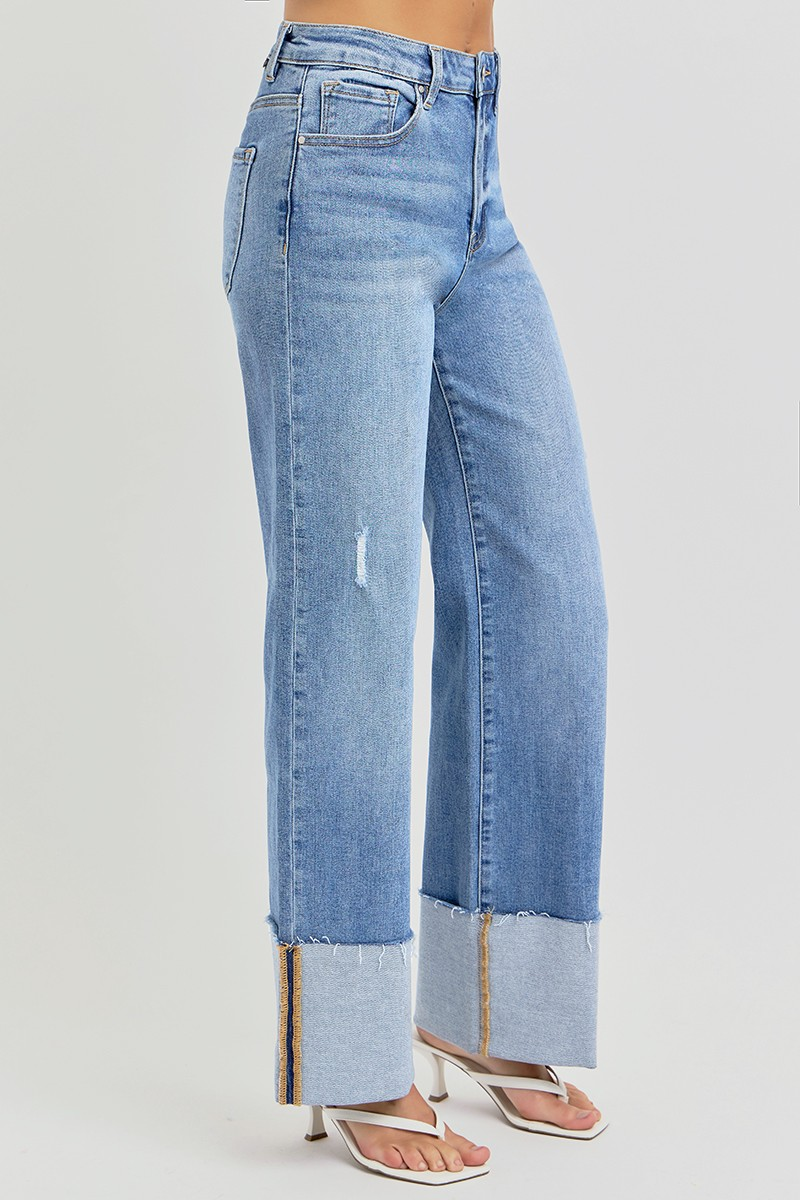 MARGOT HIGH RISE ANKLE WIDE CUFFED JEANS