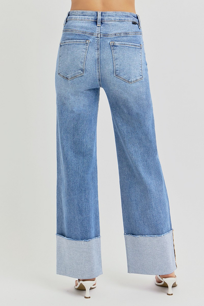 MARGOT HIGH RISE ANKLE WIDE CUFFED JEANS