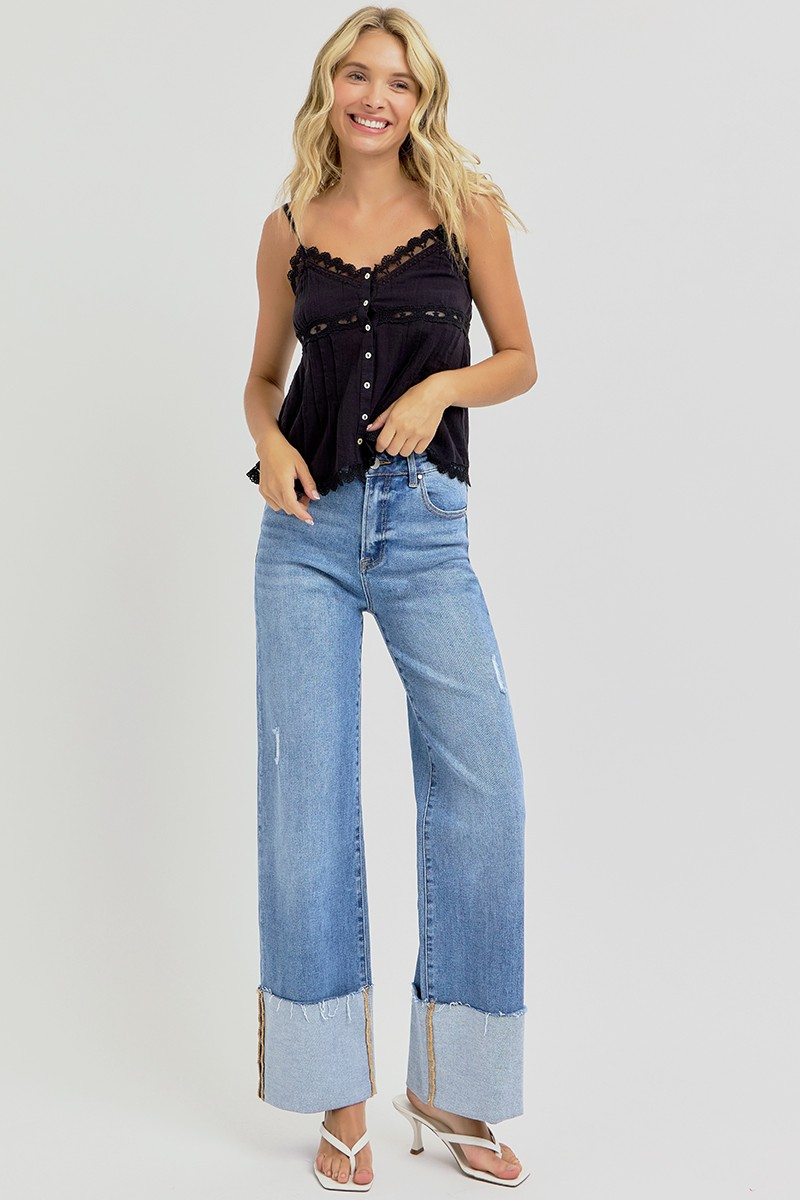 MARGOT HIGH RISE ANKLE WIDE CUFFED JEANS