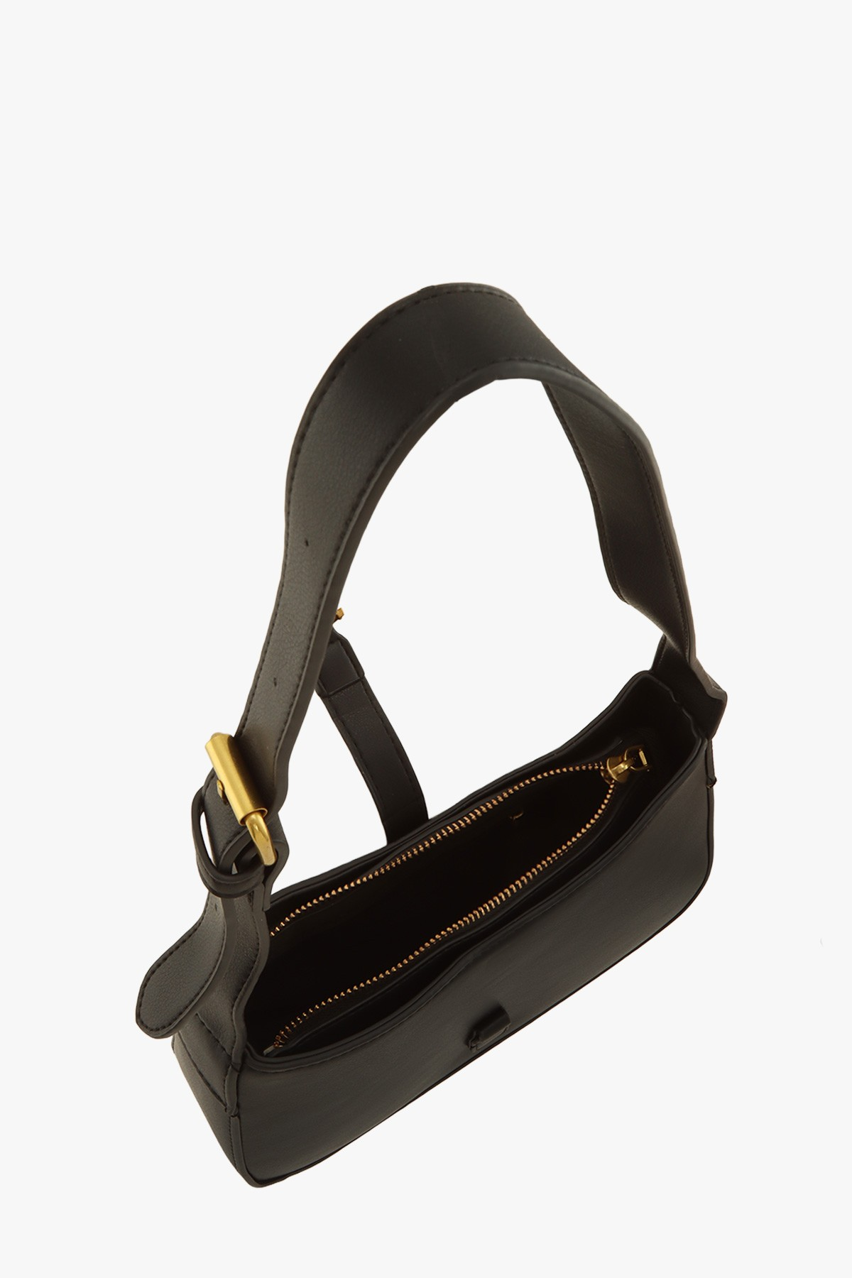 SLEEK MONOGRAM CRESCENT BAG (BLACK)