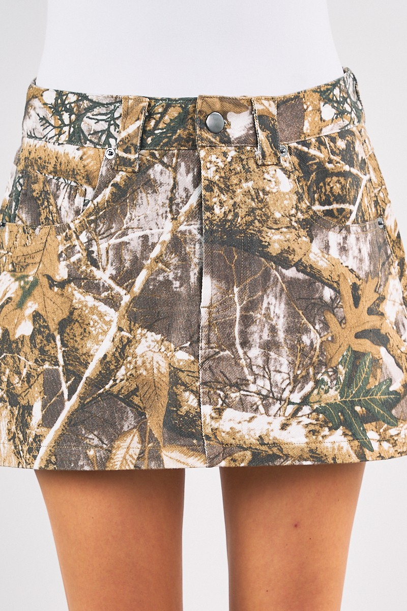 A LINE CAMO MINI SKIRT