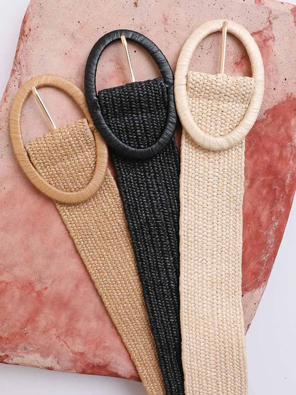 NEW OVAL BUCKLE BELT (BEIGE)