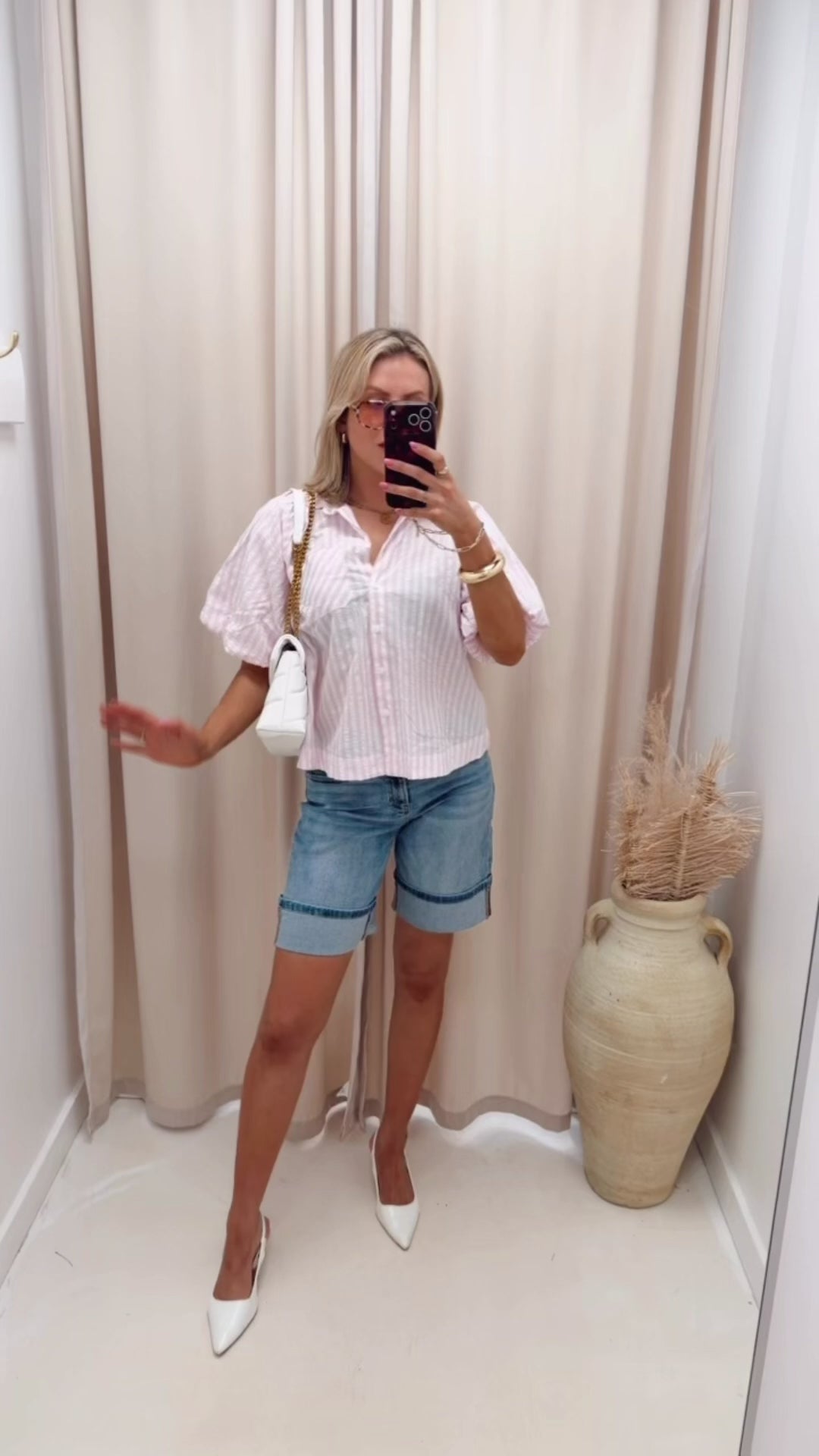 HIGH RISE MID LENGTH CUFFED SHORTS