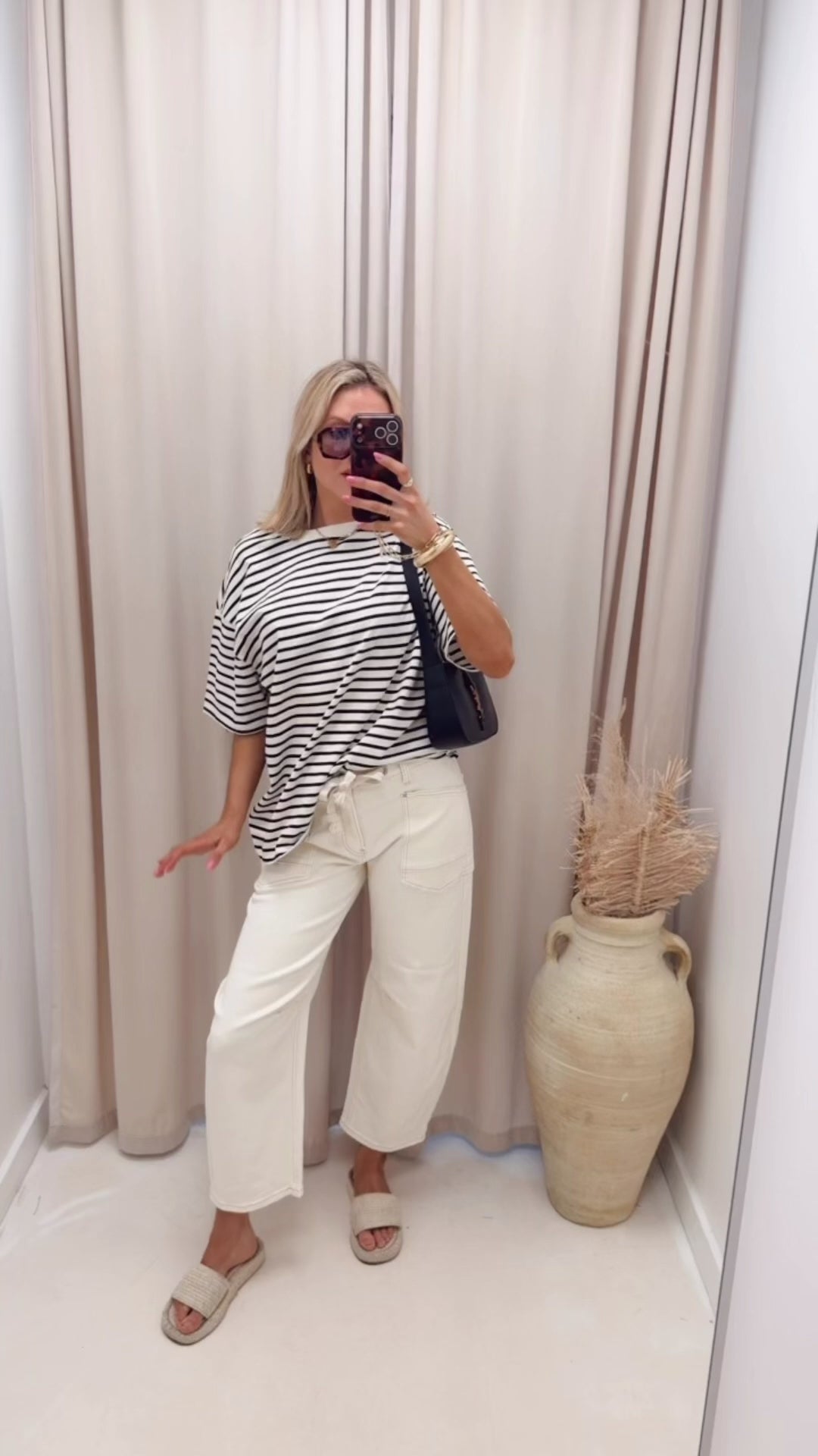 STARLA SLOUCHY CROP BARREL LEG PANTS WITH EYELET STRING