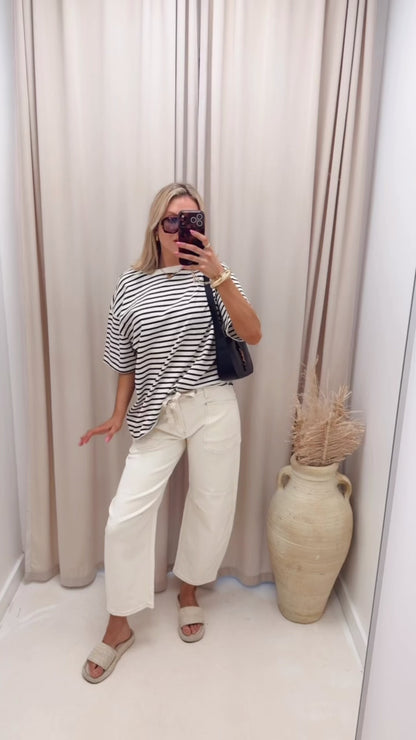 STARLA SLOUCHY CROP BARREL LEG PANTS WITH EYELET STRING