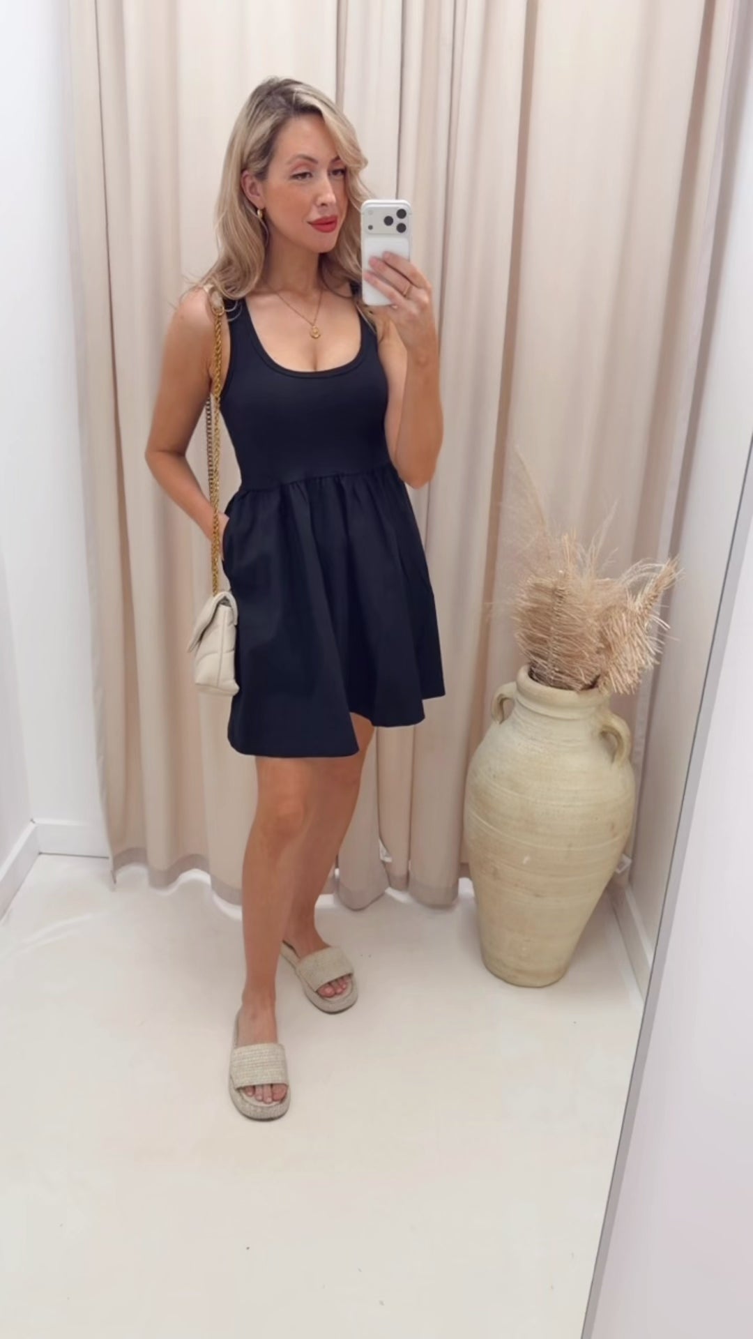 COMBINED KNIT &amp; WOVEN DRESS WITH POCKET