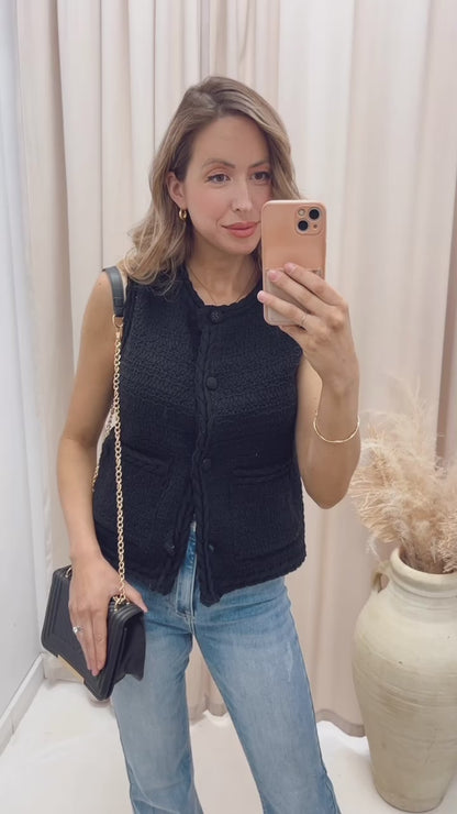 NEW STELLA TWEED VEST (BLACK)