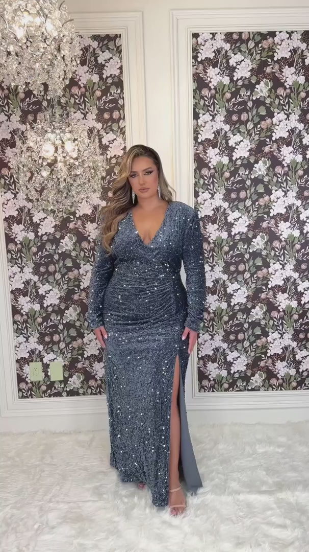 ROMA VELVET GOWN | BLUE