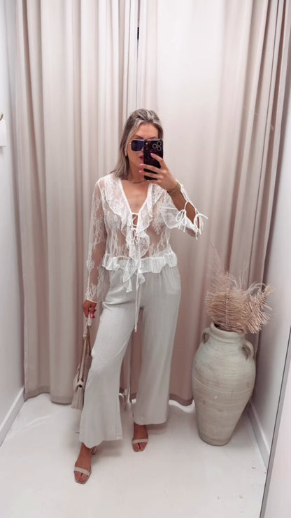 ONLCALIBEA L/S RUFFLE TOP WVN EX