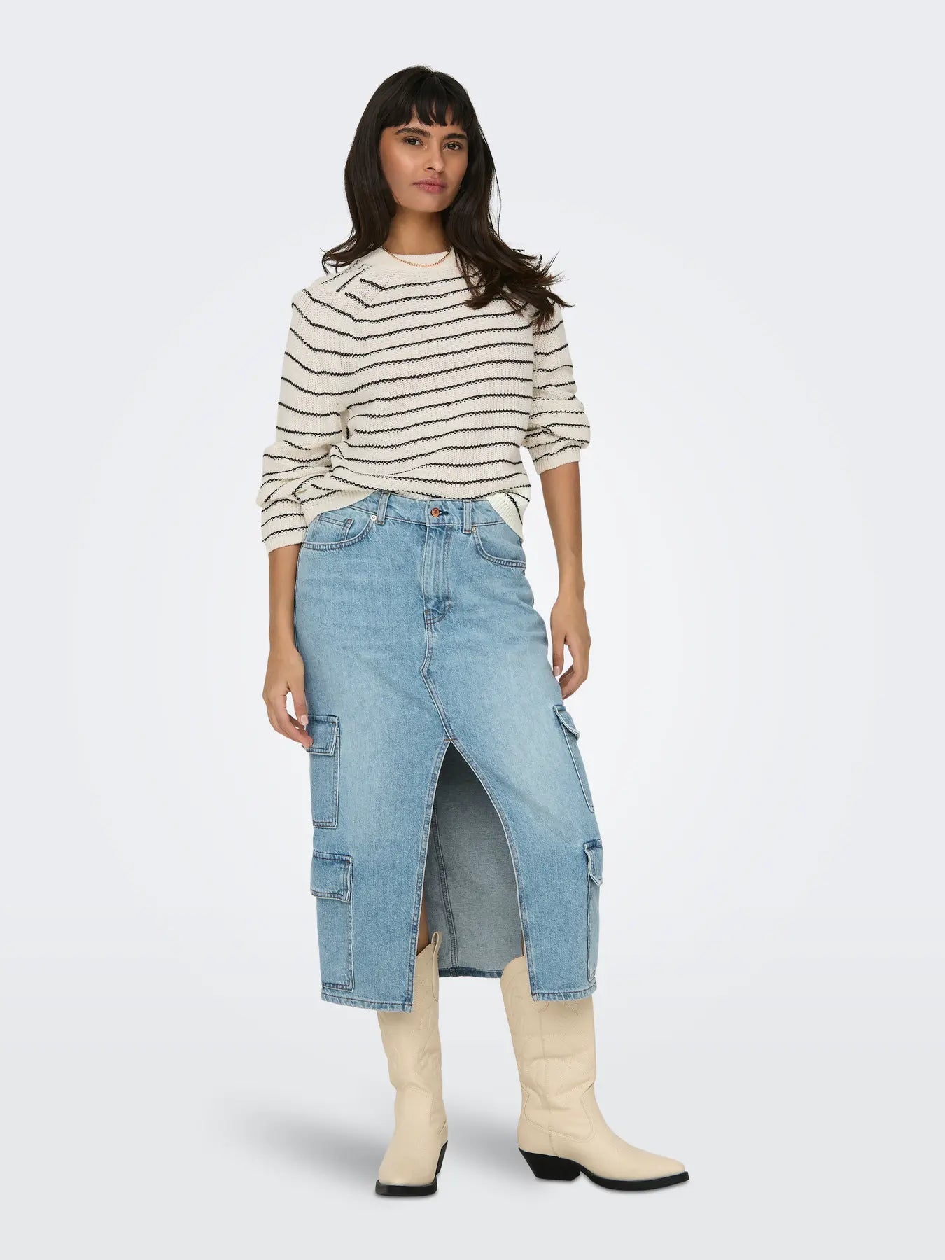 BASE STRIPE KNIT SWEATER | ONLY | XS