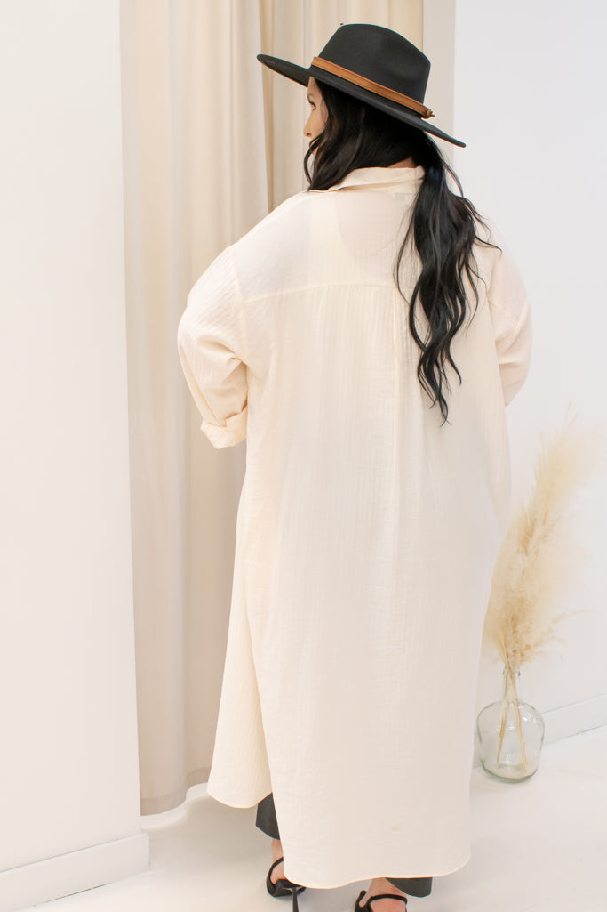 NEW MARIE MAXI SHIRT DRESS BUTTON DOWN (CREAM)