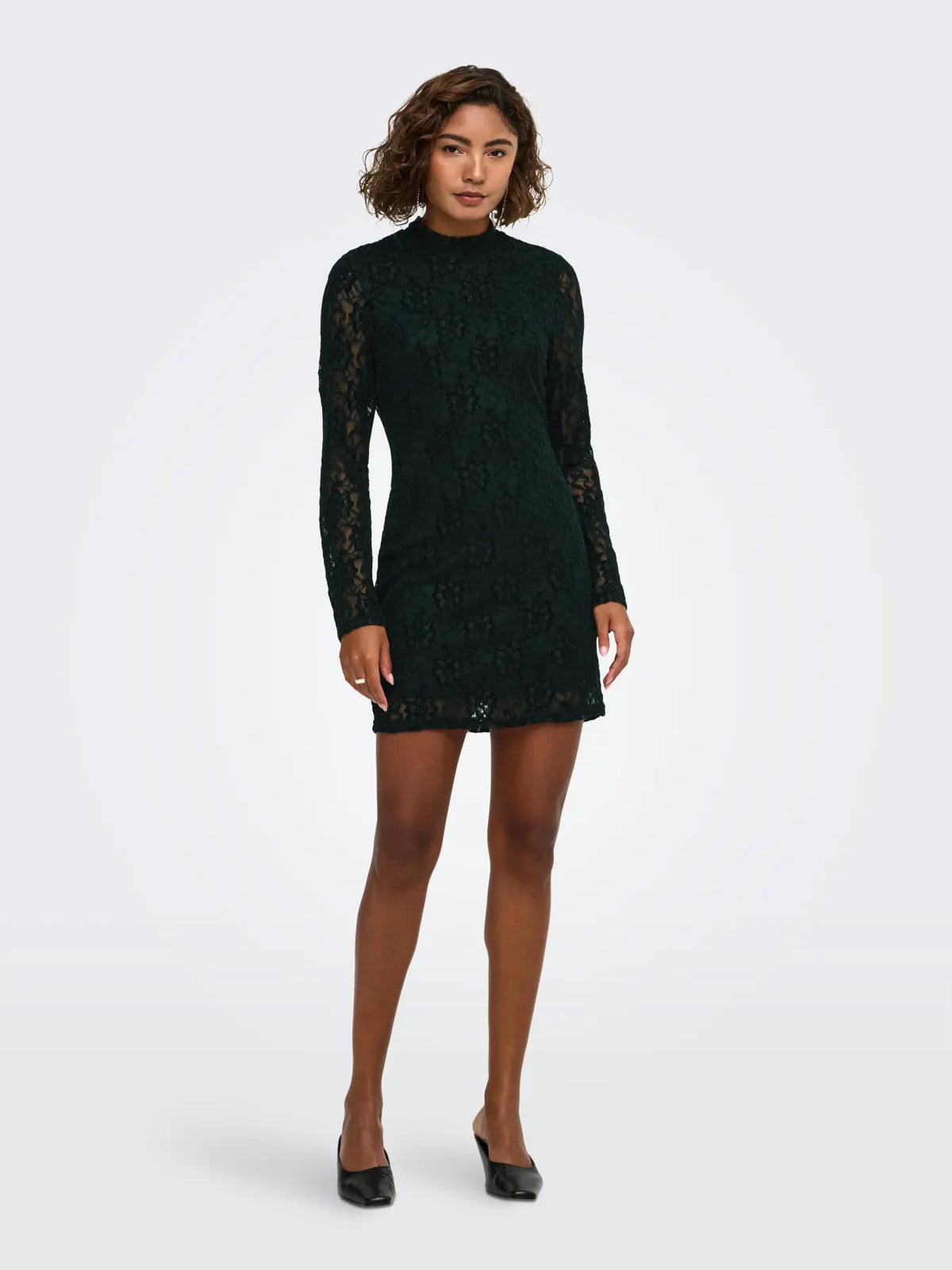 NOLA L/S LACE VELVET DRESS (BLACK) | ONLY