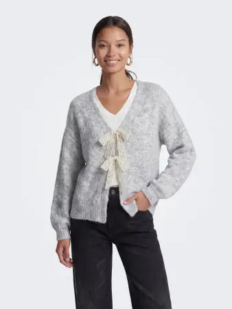 NELLIE BOW SWEATER (GREY) | ONLY